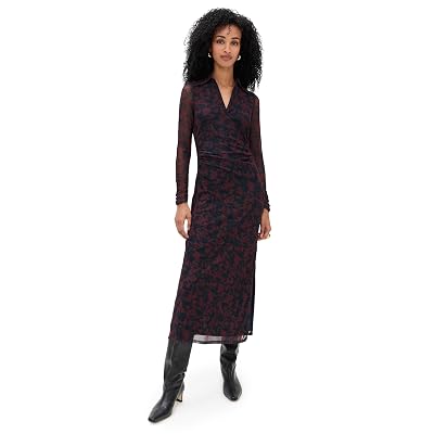 Madewell Womens Long Sleeve Polo Midi Dress Abstract Flora