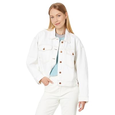 Madewell Womens Cropped Denim Jacket In Tile White Tile