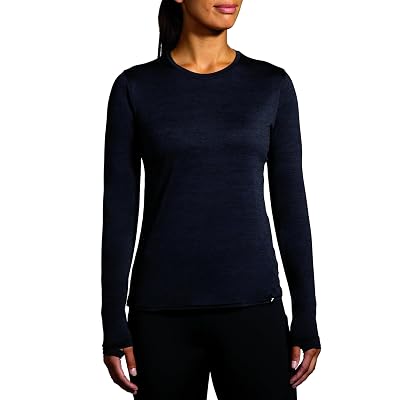 Brooks Womens Luxe Long Sleeve Heather Deep Black Medium