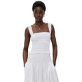 Madewell Womens Poplin Smocked Tank White S