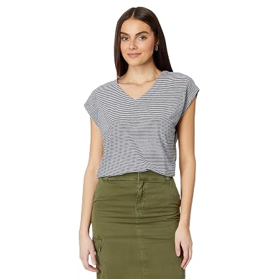 Madewell Relaxed V Neck Tee In Stripe Juniper Berry