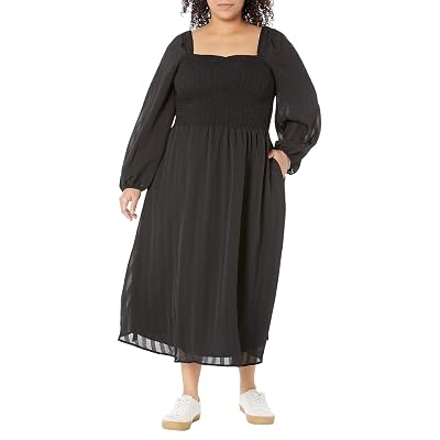 Madewell Plus Emine Long Sleeve Ruched Lucie Midi Dress