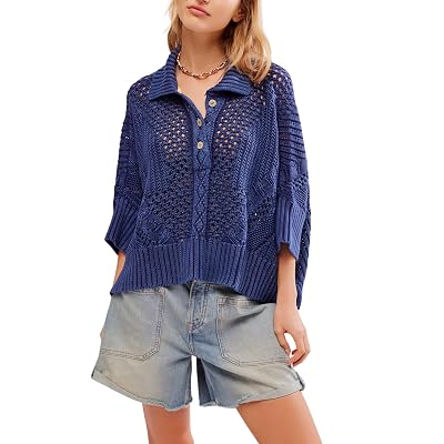 Free People Womens To The Point Polo Midnight Rain